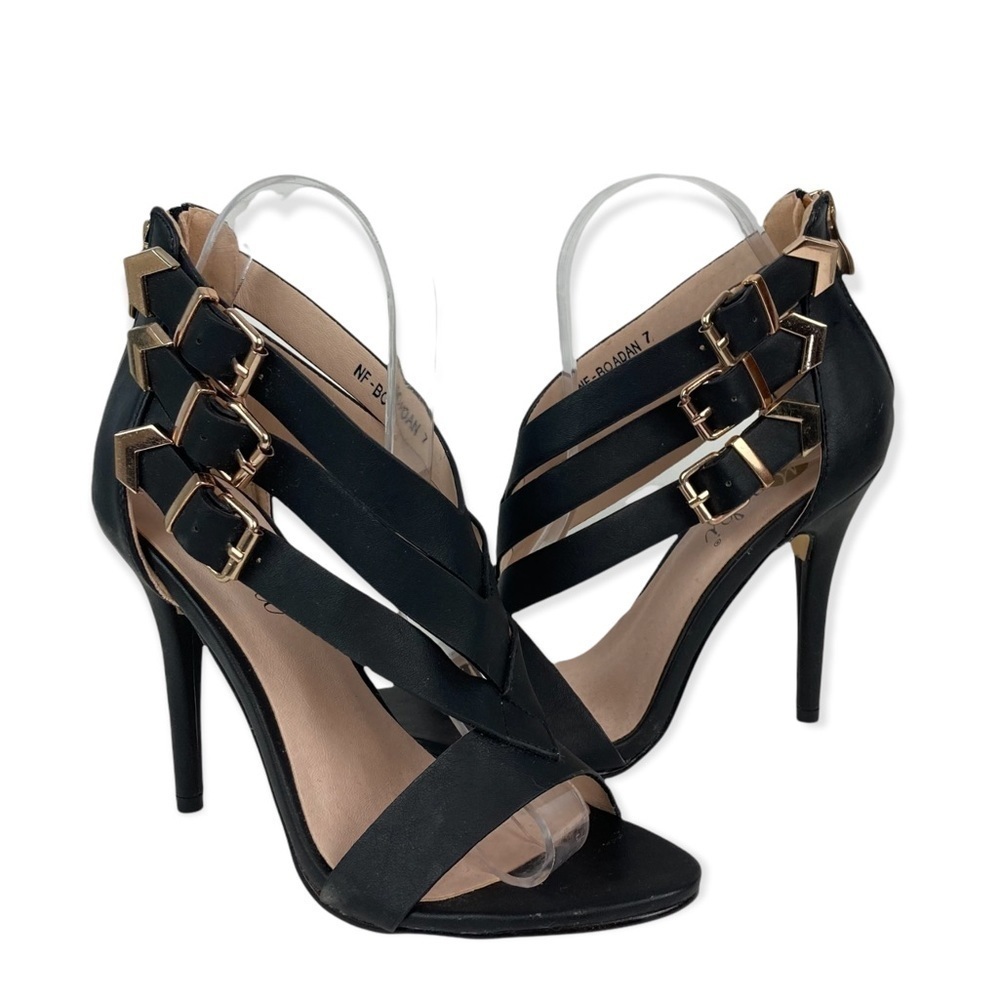 MACHI Black Strappy Boadan Heels/ Sandals   Size 7 - Picture 2 of 14